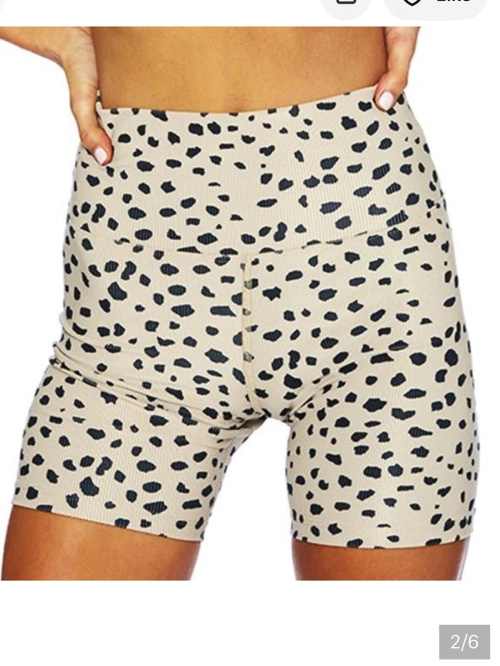 Beach Riot Beige Ribbed Shorts with Black Spot Print